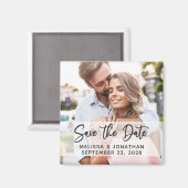 Moderne manuscript eenvoudige elegante foto sparen magneet (Voorkant / Achterkant)