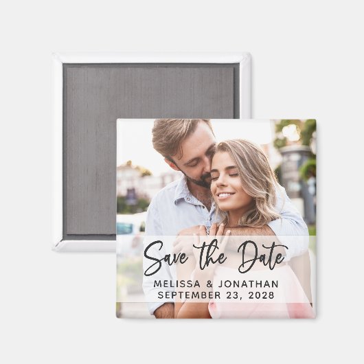 Moderne manuscript eenvoudige elegante foto sparen magneet (Voorkant / Achterkant)