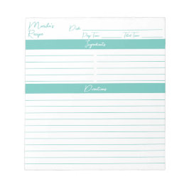 Moderne Manuscript Elegant Aqua Personalized Recip Notitieblok