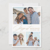 Moderne Manuscript Familie 3 de Foto gelukkigste H Feestdagenkaart (Voorkant)