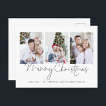 Moderne Manuscript Familie 3 Foto's Zure Kerstmis Briefkaart<br><div class="desc">Moderne Manuscript Familie 3 Foto's Merry Kerstmis. Vervang eenvoudig de drie steekproeffoto's met uw eigen en personaliseer met uw groet en namen bij de bodem. Vrolijk kerstfeest is in een elegant setscript.</div>
