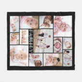 Moderne Manuscript Familienaam 13 Foto Collage Fleece Deken (Voorkant (Horizontaal))