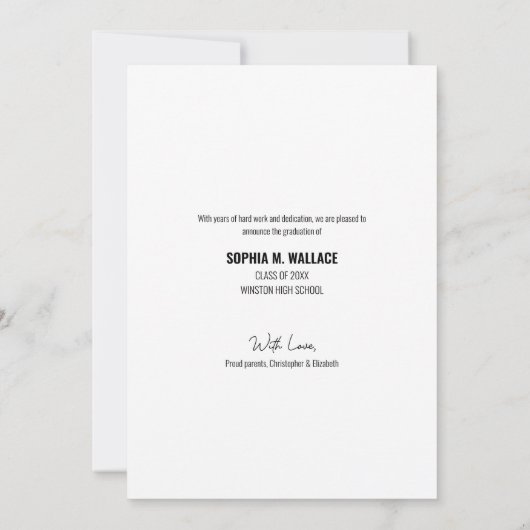 Moderne Manuscript Gepersonaliseerd Afstuderen Fot Aankondiging (Achterkant)