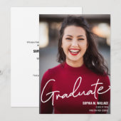 Moderne Manuscript Gepersonaliseerd Afstuderen Fot Aankondiging (Voorkant / Achterkant)