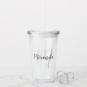 Moderne Manuscript Gepersonaliseerd Monogram en Na Acryl Drinkbeker