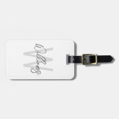 Moderne Manuscript Gepersonaliseerd Monogram en Na Bagagelabel (Voorkant horizontaal)