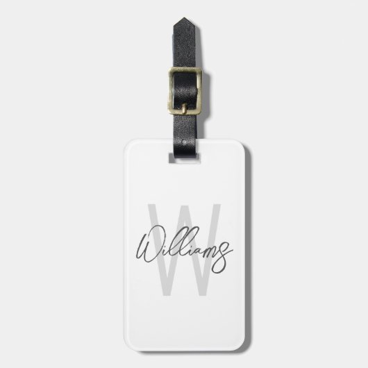Moderne Manuscript Gepersonaliseerd Monogram en Na Bagagelabel (Voorkant verticaal)