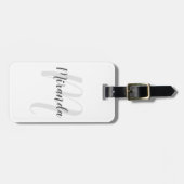 Moderne Manuscript Gepersonaliseerd Monogram en Na Bagagelabel (Voorkant horizontaal)
