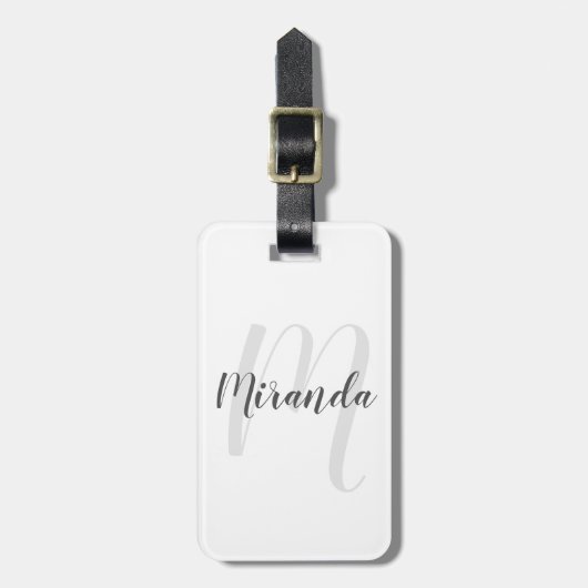 Moderne Manuscript Gepersonaliseerd Monogram en Na Bagagelabel (Voorkant verticaal)