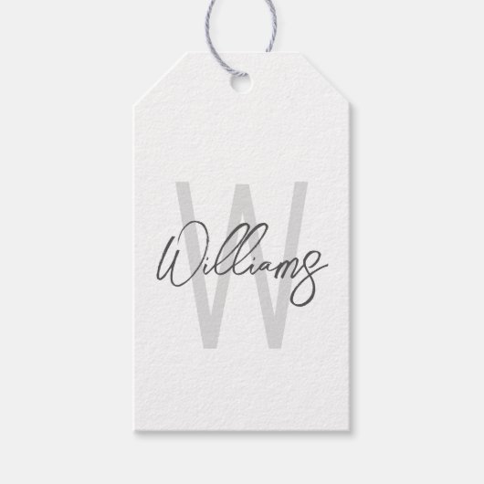Moderne Manuscript Gepersonaliseerd Monogram en Na Cadeaulabel (Voorkant)