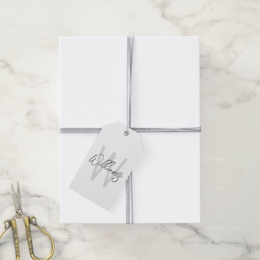 Moderne Manuscript Gepersonaliseerd Monogram en Na Cadeaulabel (Met Touw)