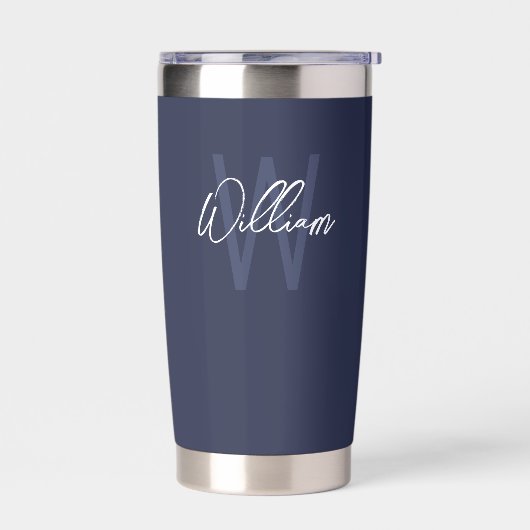 Moderne Manuscript Gepersonaliseerd Monogram en Na Geïsoleerde Drinkbeker (Links)