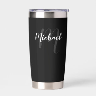 Moderne Manuscript Gepersonaliseerd Monogram en Na Geïsoleerde Drinkbeker