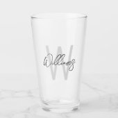 Moderne Manuscript Gepersonaliseerd Monogram en Na Glas (Voorkant)