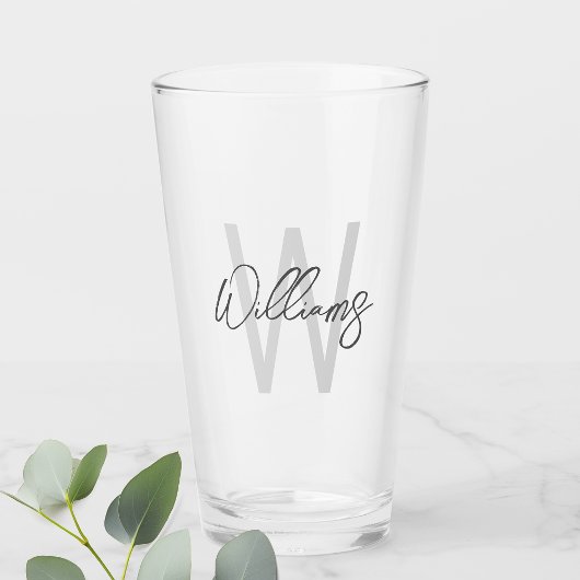Moderne Manuscript Gepersonaliseerd Monogram en Na Glas