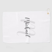 Moderne Manuscript Gepersonaliseerd Monogram en Na Golfhanddoek (Horizontaal)