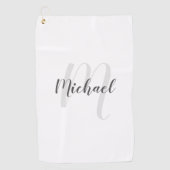 Moderne Manuscript Gepersonaliseerd Monogram en Na Golfhanddoek (Voorkant)