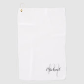 Moderne Manuscript Gepersonaliseerd Monogram en Na Golfhanddoek (Voorkant)