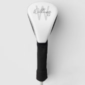 Moderne Manuscript Gepersonaliseerd Monogram en Na Golfheadcover (Voorkant)