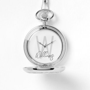 Moderne Manuscript Gepersonaliseerd Monogram en Na Horloge