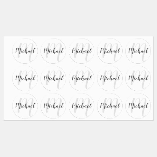 Moderne Manuscript Gepersonaliseerd Monogram en Na Labels (Vel)