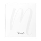Moderne Manuscript Gepersonaliseerd Monogram en Na Notitieblok (Voorkant)