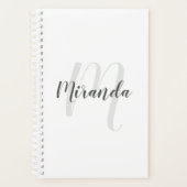 Moderne Manuscript Gepersonaliseerd Monogram en Na Planner (Voorkant)