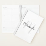 Moderne Manuscript Gepersonaliseerd Monogram en Na Planner<br><div class="desc">Gepersonaliseerd Monogram en Naam Gift met gepersonaliseerde naam in grijs modern script lettertype stijl en monogram in lichtgrijs modern script lettertype stijl als achtergrond op witte achtergrond. Perfect als nieuwjaarsgeschenk en cadeau voor speciale gelegenheden.</div>