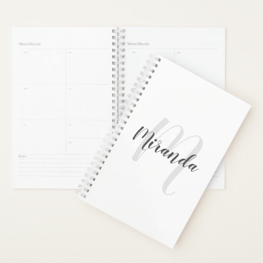 Moderne Manuscript Gepersonaliseerd Monogram en Na Planner (Display)