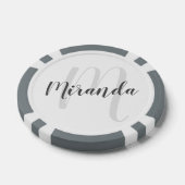 Moderne Manuscript Gepersonaliseerd Monogram en Na Poker Chips (Enkel)