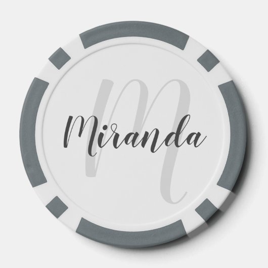 Moderne Manuscript Gepersonaliseerd Monogram en Na Poker Chips (Achterkant)
