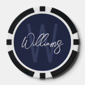 Moderne Manuscript Gepersonaliseerd Monogram en Na Poker Chips (Voorkant)