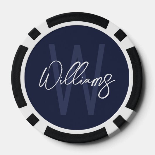 Moderne Manuscript Gepersonaliseerd Monogram en Na Poker Chips (Achterkant)