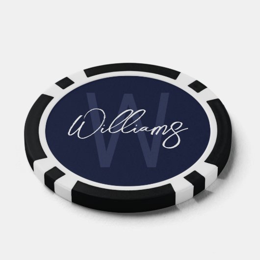 Moderne Manuscript Gepersonaliseerd Monogram en Na Poker Chips (Enkel)
