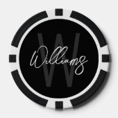 Moderne Manuscript Gepersonaliseerd Monogram en Na Poker Chips (Voorkant)