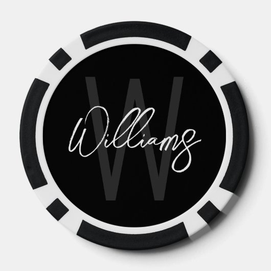 Moderne Manuscript Gepersonaliseerd Monogram en Na Poker Chips (Achterkant)