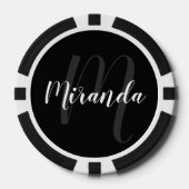 Moderne Manuscript Gepersonaliseerd Monogram en Na Poker Chips (Voorkant)