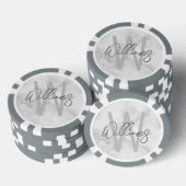 Moderne Manuscript Gepersonaliseerd Monogram en Na Poker Chips (Opstapeling)