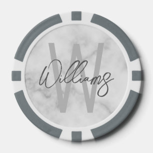 Moderne Manuscript Gepersonaliseerd Monogram en Na Poker Chips