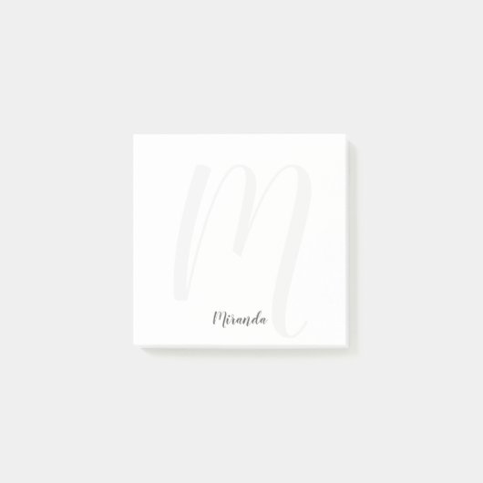 Moderne Manuscript Gepersonaliseerd Monogram en Na Post-it® Notes (Voorkant)