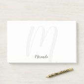 Moderne Manuscript Gepersonaliseerd Monogram en Na Post-it® Notes (Op bureau)