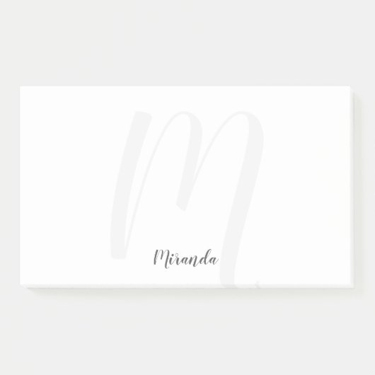 Moderne Manuscript Gepersonaliseerd Monogram en Na Post-it® Notes (Voorkant)