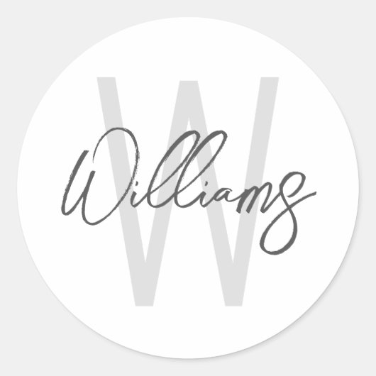 Moderne Manuscript Gepersonaliseerd Monogram en Na Ronde Sticker (Voorkant)