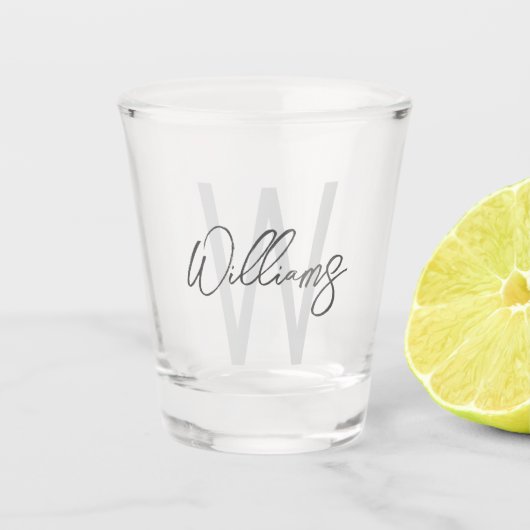 Moderne Manuscript Gepersonaliseerd Monogram en Na Shot Glas (Voorkant)
