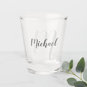 Moderne Manuscript Gepersonaliseerd Monogram en Na Shot Glas