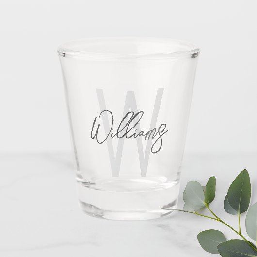 Moderne Manuscript Gepersonaliseerd Monogram en Na Shot Glas