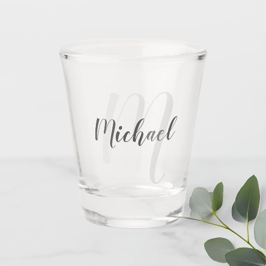 Moderne Manuscript Gepersonaliseerd Monogram en Na Shot Glas