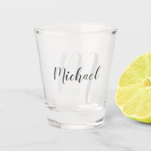 Moderne Manuscript Gepersonaliseerd Monogram en Na Shot Glas (Voorkant)