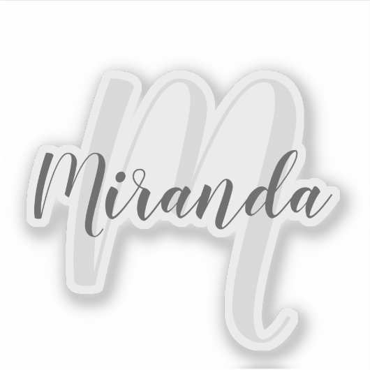 Moderne Manuscript Gepersonaliseerd Monogram en Na Sticker (Voorkant)