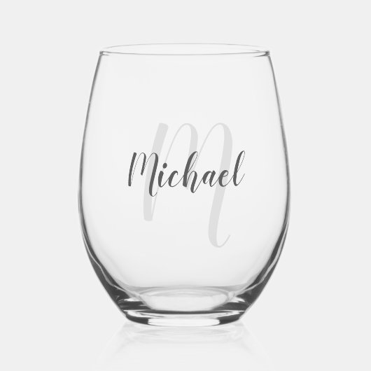 Moderne Manuscript Gepersonaliseerd Monogram en Na Wijnglas Zonder Voet (Voorkant)